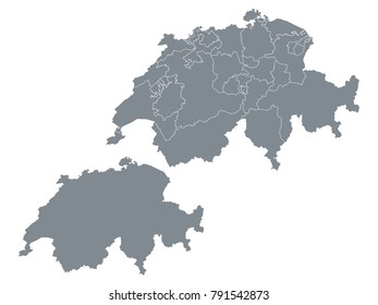 Couple Set Map,Gray Map of Switzerland ,Vector EPS10