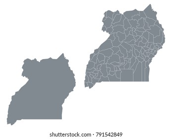 Couple Set Map,Gray Map of Uganda ,Vector EPS10