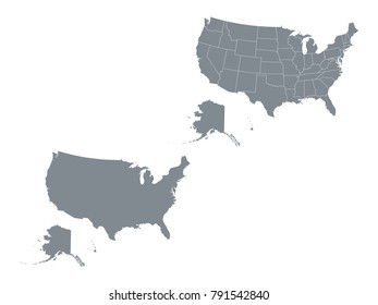 Couple Set Map,Gray Map of United States of America ,Vector EPS10