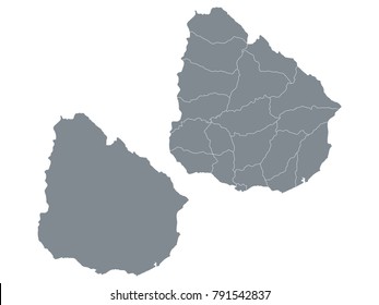 Couple Set Map,Gray Map of Uruguay ,Vector EPS10