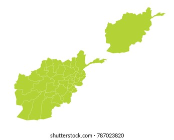 Couple Set Map,green Map of Afghanistan,Vector EPS10