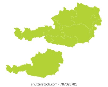 Couple Set Map,green Map of Austria,Vector EPS10