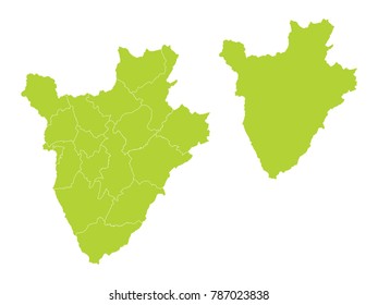 Couple Set Map,green Map of Burundi,Vector EPS10