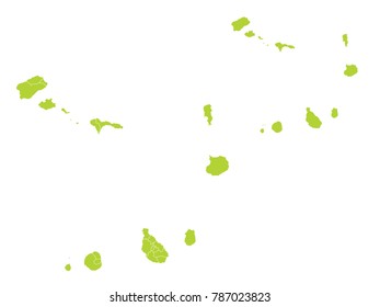 Couple Set Map,green Map of Cape Verde,Vector EPS10