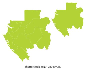 Couple Set Map,green Map of Gabon,Vector EPS10