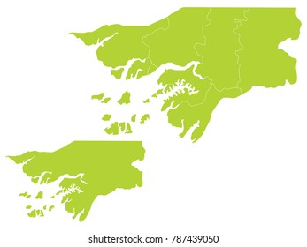 Couple Set Map,green Map of Guinea Bissau,Vector EPS10