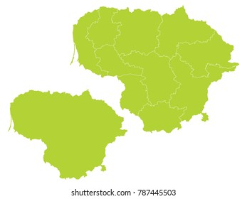 Couple Set Map,green Map of Lithuania,Vector EPS10