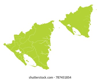 Couple Set Map,green Map of Nicaragua,Vector EPS10