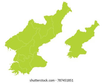 Couple Set Map,green Map of North Korea,Vector EPS10