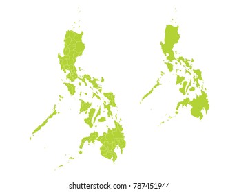 Couple Set Map,green Map of Philippines,Vector EPS10