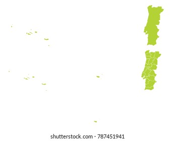 Couple Set Map,green Map of Portugal,Vector EPS10