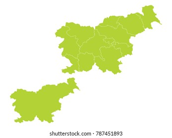 Couple Set Map,green Map of Slovenia,Vector EPS10