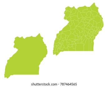 Couple Set Map,green Map of Uganda,Vector EPS10