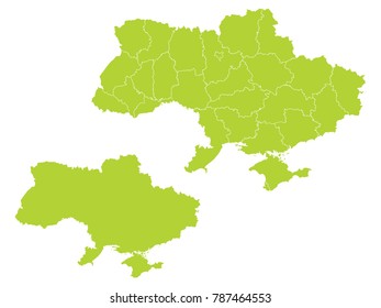 Couple Set Map,green Map of Ukraine,Vector EPS10
