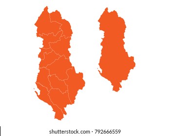 Couple Set Map,orange Map of Albania,Vector EPS10