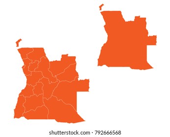 Couple Set Map,orange Map of Angola,Vector EPS10