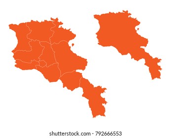 Couple Set Map,orange Map of Armenia,Vector EPS10