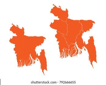 Couple Set Map,orange Map of Bangladesh,Vector EPS10