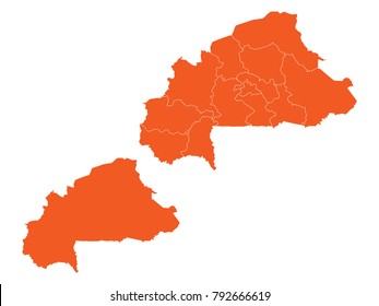 Couple Set Map,orange Map of Burkina Faso,Vector EPS10
