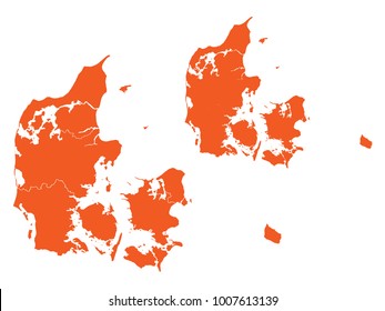 Couple Set Map,orange Map of Denmark,Vector EPS10