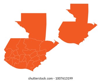 Couple Set Map,orange Map of Guatemala,Vector EPS10