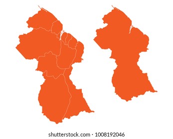 Couple Set Map,orange Map of Guyana,Vector EPS10

