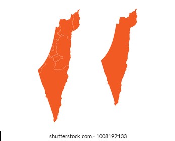 Couple Set Map,orange Map of Israel,Vector EPS10
