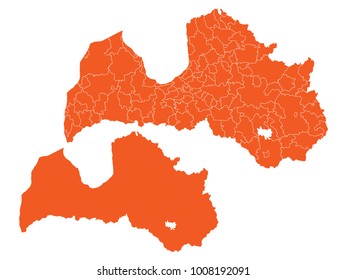 Couple Set Map,orange Map of Latvia,Vector EPS10
