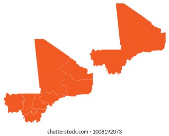 Couple Set Map,orange Map of Mali,Vector EPS10
