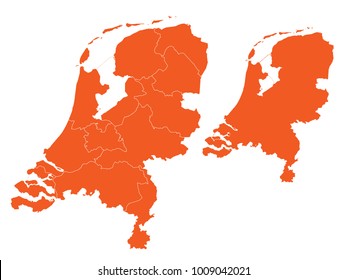 Couple Set Map,orange Map of Netherlands,Vector EPS10