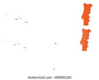 Couple Set Map,orange Map of Portugal,Vector EPS10