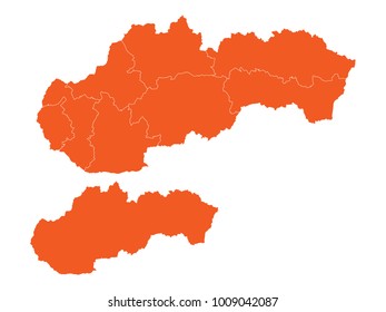 Couple Set Map,orange Map of Slovakia,Vector EPS10