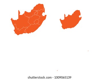 Couple Set Map,orange Map of South Africa,Vector EPS10