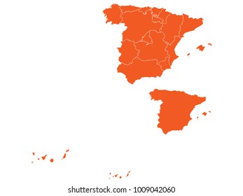 Couple Set Map,orange Map of Spain,Vector EPS10