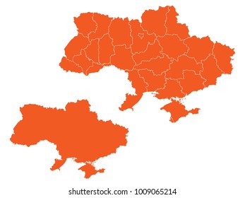 Couple Set Map,orange Map of Ukraine,Vector EPS10