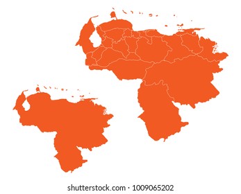 Couple Set Map,orange Map of Venezuela,Vector EPS10