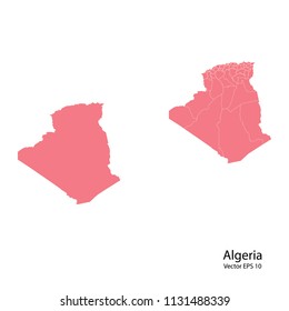 Couple set Map,pink map of algeria, vector illustration eps.10