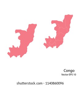 Couple set Map,pink map of congo, vector illustration eps.10