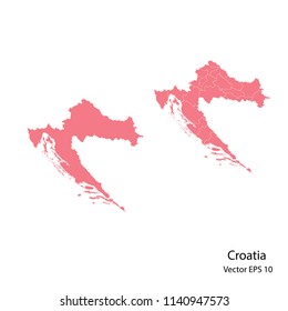 Couple set Map,pink map of croatia, vector illustration eps.10