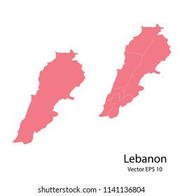 Couple set Map,pink map of lebanon, vector illustration eps.10