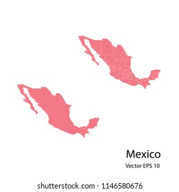 Couple set Map,pink map of mexico, vector illustration eps.10