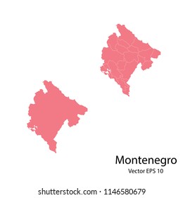 Couple set Map,pink map of montenegro, vector illustration eps.10