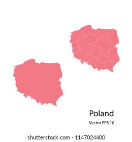 Couple set Map,pink map of poland, vector illustration eps.10