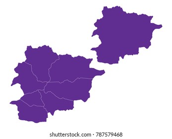 Couple Set Map,Purple Map of Andorra ,Vector EPS10