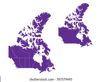 Couple Set Map,Purple Map of Canada ,Vector EPS10