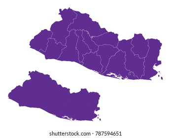 Couple Set Map,Purple Map of El Salvador ,Vector EPS10