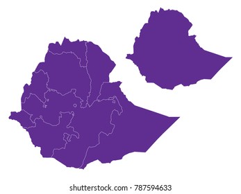Couple Set Map,Purple Map of Ethiopia ,Vector EPS10