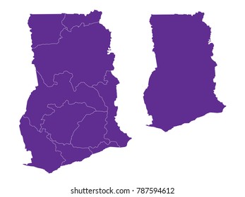 Couple Set Map,Purple Map of Ghana ,Vector EPS10