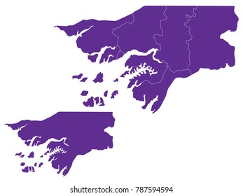 Couple Set Map,Purple Map of Guinea Bissau ,Vector EPS10