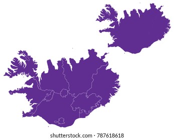 Couple Set Map,Purple Map of Iceland ,Vector EPS10